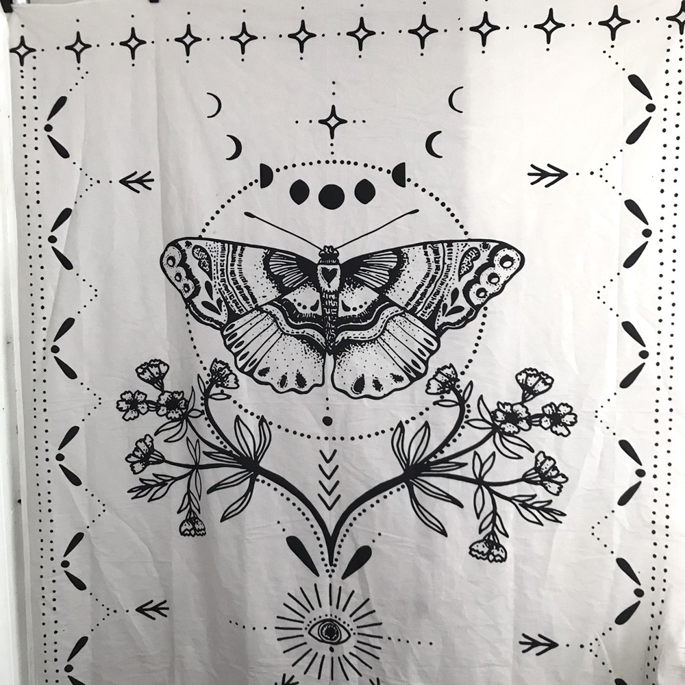 Black and White Moth Tapestry